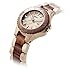 MEKU Women's Handcrafted Wood Wrist Watch Sandalwood Timepiece Elegant Wooden Wrist Watch Date Beige