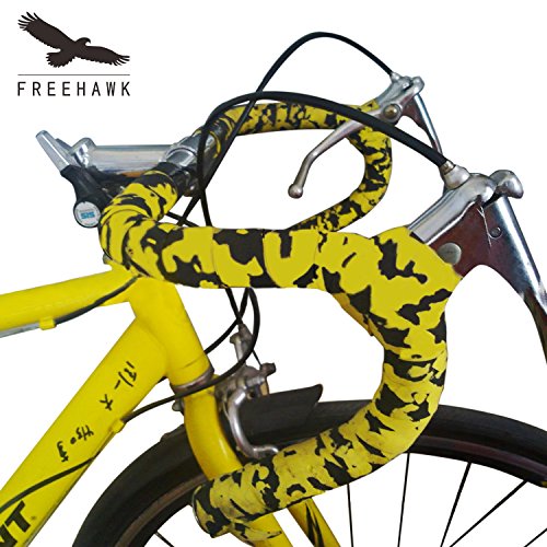 PiscatorZone Anti Skid Sponge Belt Bicycle Bar Tape Camouflage Sponge Handle Strap Mountain Bike Bandage Bicycle Accessories (Yellow Camouflage)