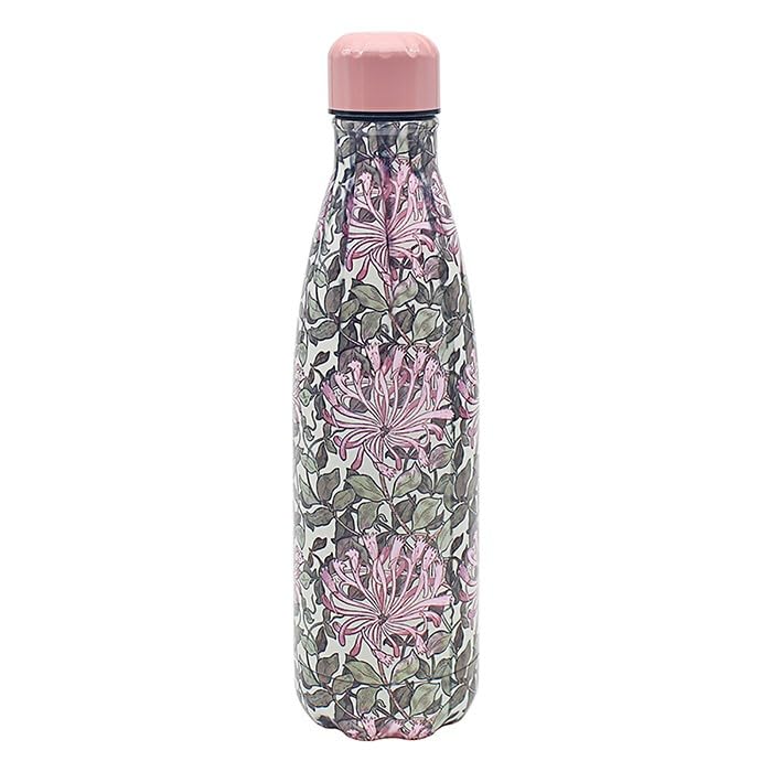 Lesser & Pavey 500ml Designed Stainless Steel Water Bottle | Eco Friendly Stainless Steel Bottle With Lid | Honeysuckle Stainless Steel Bottles For Office, Sports or On The Go - William Morris