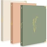Gueevin 3 Pcs Aesthetic 3 Ring Binder for Women Sturdy 1 Inch Ring Binder Fits Letter Sized Paper with Pocket Organize for Work School Office (Sage Green and Beige)