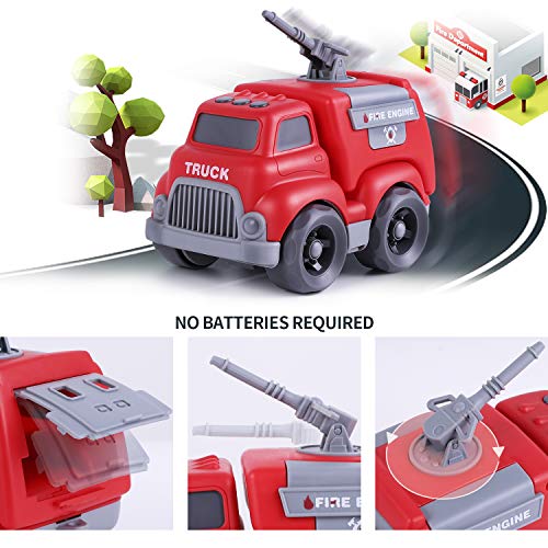 iPlay, iLearn City Rescue Vehicle Play Set, Large Fire Truck Ambulance Car Toy, Push Go