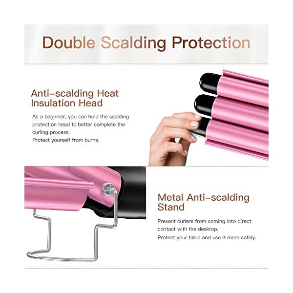 3-Barrel-Hair-Waver-BESTOPE-Hair-crimpersTongs-25mm-Hair-Curling-Iron-Tourmaline-Ceramic-Curling-Wand-Beach-Wave-for-Long-Hair-Styling-with-2-Temperature-Mode-Control-Pink 3 Barrel Hair Waver, BESTOPE Hair crimpers/Tongs 25mm Hair Curling Iron Tourmaline Ceramic Curling Wand Beach Wave for…