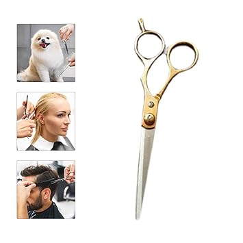 Doberyl Flat Professional Hair Scissors, Home and Salon Barber Hairdressing Use Stainless Steel Golden Multi-Purpose Cutting scissor, Gold Shears