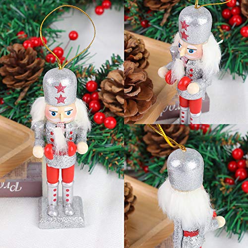 Amor Christmas Nutcracker Ornaments Set, 5PCS Wooden Nutcracker Figurines Hanging Decorations for Christmas Tree Figures Puppet Toy Gifts