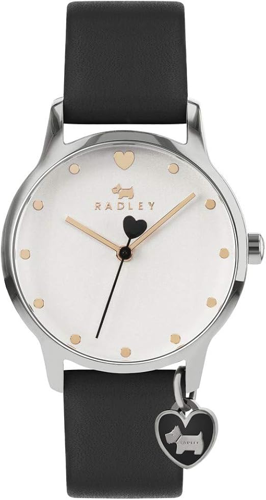 Radley Heart Dial Ladies Black Leather Strap Larger Dial Heart Charm