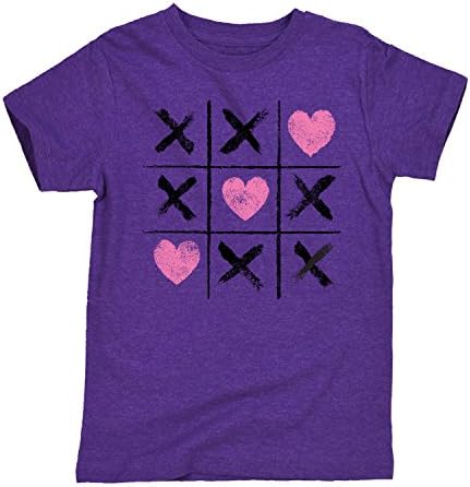 Heart Tic Tac Toe Youth Short Sleeve T-Shirt-Kids Purple