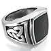 INBLUE Men's Stainless Steel Enamel Ring Silver Tone Black Celtic Knot Signet Triquetra Size10