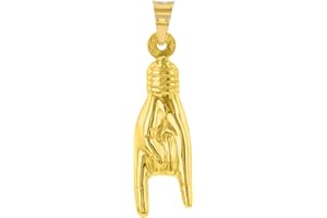 Jewelry America 14K Yellow Gold Hand Charm Mano Cornuto Good Luck Sign Pendant