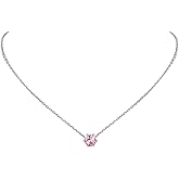 PROSILVER 925 Sterling Silver Dainty Necklace for Women, Gorgeous Cubic Zirconia Birthstone Necklace Jan - Dec Available, 16"-18" Adjustable, Come with Box
