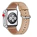 WFEAGL Compatible Apple Watch Band 38mm, Top Grain Leather Band Replacement Strap with Stainless Steel Clasp for iWatch Series 3,Series 2,Series 1,Sport, Edition (Camel Band+Silver Buckle)