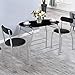 Tangkula 3 Piece Dining Set Modern Metal Frame Glass Top Table and 2 Chairs Set Home Kitchen Bistro Pub Breakfast Furniture, Black and Silver