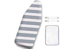 SheeChung 12.5 x 32 Inch Small Ironing Board Cover and Pad,Cotton Cover & Extra Thick Padding,Resists Scorching and Staining,Elastic Cord,Fits Small Mini Table top Ironing Board (Board not Included)