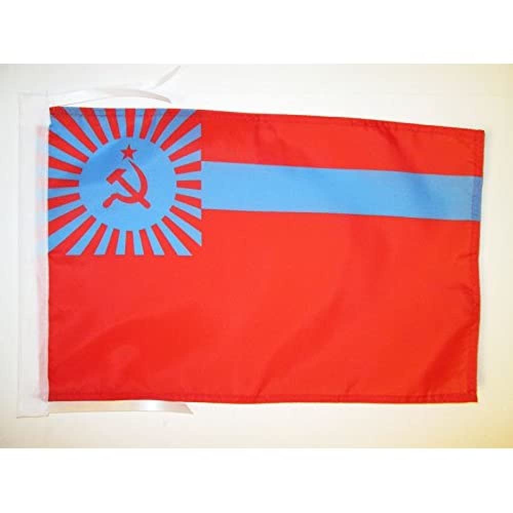 AZ FLAG - Georgian Soviet Socialist Republic Flag - 18'' x 12'' - 100% Polyester Georgia SSR Small Banner with Two Cords - Fade Resistant - Vivid Colors - 18x12 in - 45x30 Cm