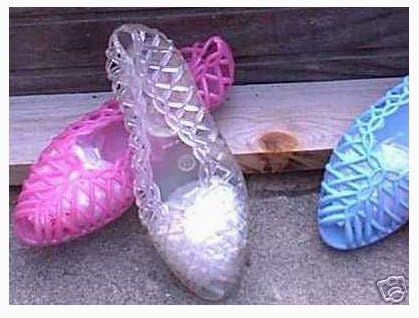 Three pair of the Original 80's Jellies, Two Pair Children  size 12 and one pair of size 13 to grow on. You will receive an assortment of Ice Clear,  Lilac and Blue of the GO EVERYWHERE FUN VINTAGE JELLIE SHOES