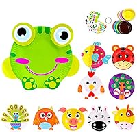 Here Fashion Paper Plate Craft Art kit Animal Paper Plate Crafts Set 10 pcs Preschool Learning Toys Pattern A