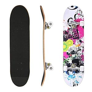 AMHoome Skateboard for Kids Adult | 31″ x 8″ Complete Beginner Pro Skateboard | Double Kick 8 Layer Canadian Maple Wood Tricks Skate Board for Teens | Gift for Boys Girls 5 Up Years Old