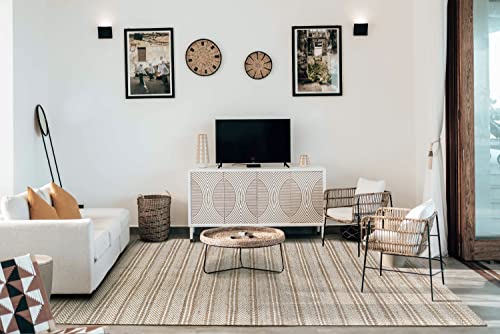HAMID - Wool and Jute Rugs Olivia Hand Woven Wool Jute Rug for Living Room Bedroom Natural White (60 x 110 cm)