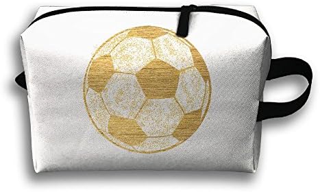 With Wristlet Cosmetic Bags Golden Football Brush Pouch Portable Makeup Bag Zipper Wallet Hangbag Carry Case