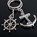 naughtygifts Vintage Men Women's Couple Keychains One Pair Alloy Anchor Rudder Love Couple Keychain Key Rings Ideal Souvenirs