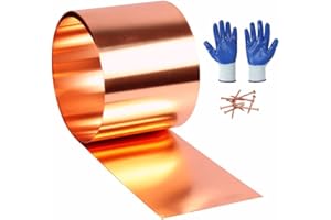 D.MATIALL Copper Flashing 99.95% Pure - 16 Oz 24 Gauge 0.5mm Thickness - 10 Feet Length Copper Roll in Various Widths – Contractors & DIY Projects (24 Ga, 8" Width x 10 FT)