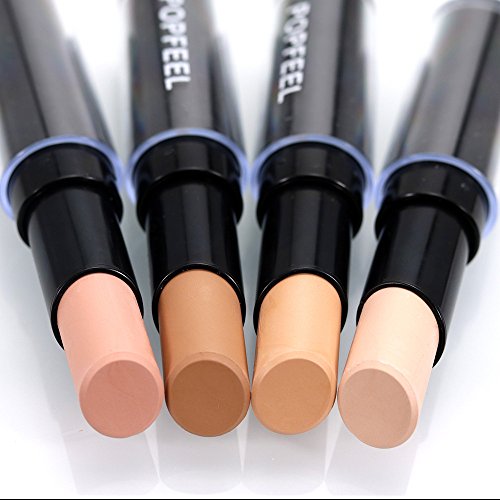 Chezaa Popfeel Professional Cruelty-Free Foundation That Covers Under-Eye Circles, Blemishes Concealer Highlight Contour Pen Stick Makeup Natrual Cream, 0.15 Ounce (C)