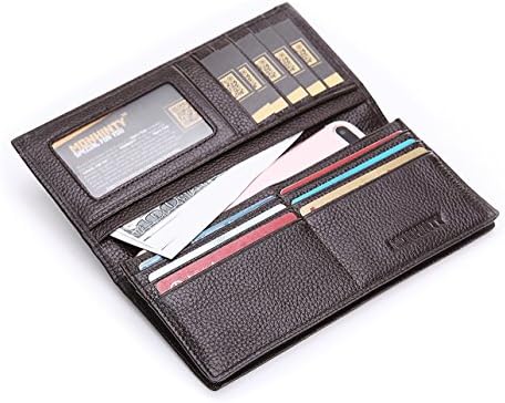 Men's RFID Blocking Genuine Leather Credit Card Long Bifold Wallet Case