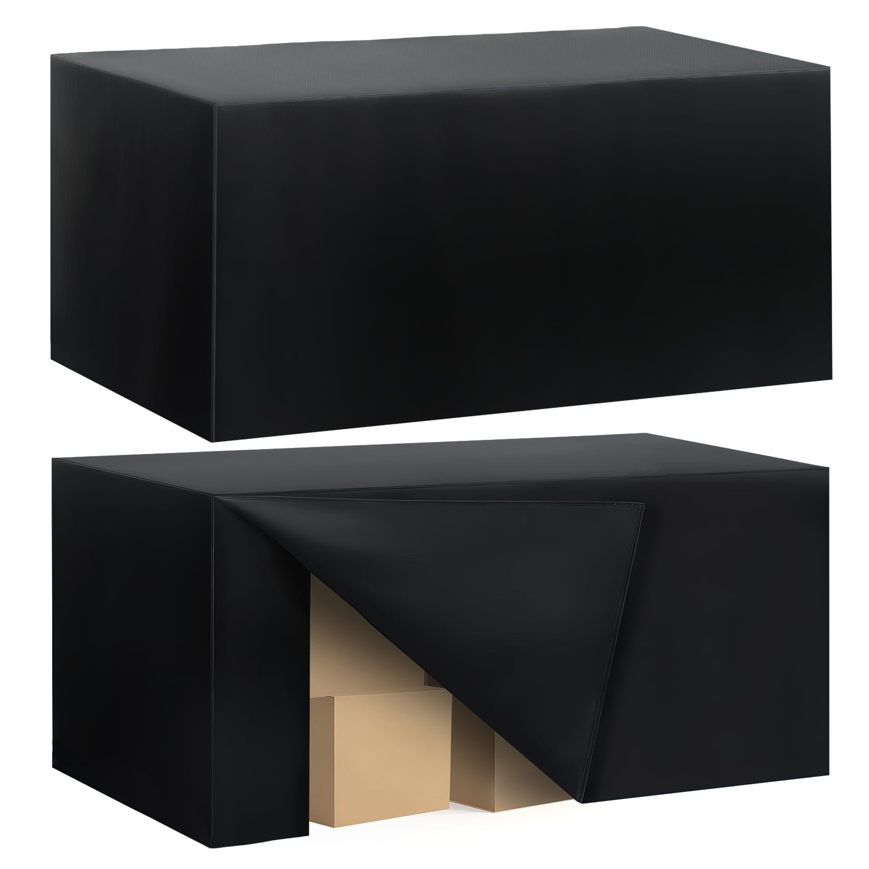 Photo 1 of 2 Pack Fitted Tablecloth for 6 Foot Rectangle Tables 72 x 30 Inch Black Table Covers Water Resistant Polyester Table Cloth for Wedding, Parties,Display, Trade Show (Black)