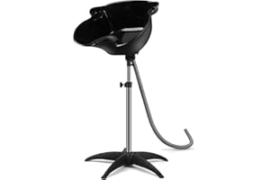 COOFEL Portable Shampoo Bowl, 270 Degree Rotation of Hair Washing Basin, Height Adjustable Salon Sink with Drain Hoses for Home Salon Use