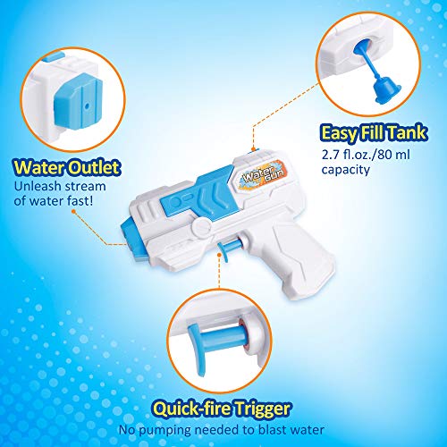 D-FantiX Water Gun 6 Pack, Small Water Blaster Soaker Squirt Guns Bulk for Water Fighting Summer Pool Beach Party Favors Toy for Kids Boy Girl - Thumbnail 3