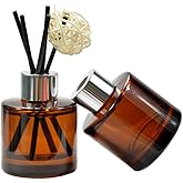 TOPWEL 2PCS 50ml/1.6oz Glass Diffuser Bottles, Amber & Brown, Aromatherapy Storage Containers, Fragrance Accessories, DIY Replacement Diffuser Sticks, Home Decor