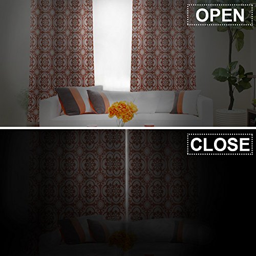 Haperlare Medallion Blackout Curtains,Medallion Print Thermal Insulated Blackout Window Curtains for Bedroom,Medallion/Floral Pattern Grommet Top Curtains - W52 x L63 Inch,2 Panels, Rust Red/Taupe - Thumbnail 6