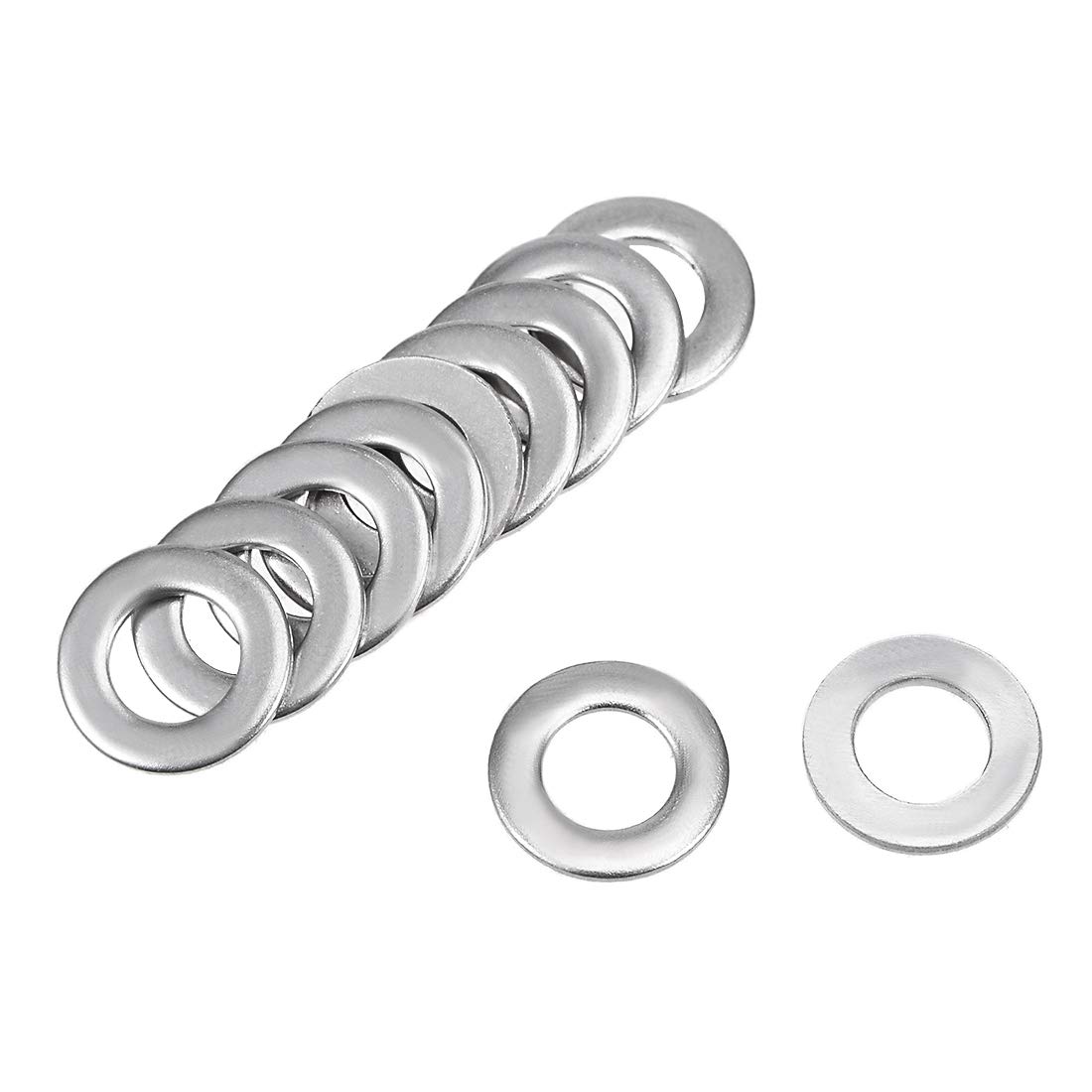 sourcing map 50 Pcs 5mm x 10mm x 0.8mm 304 Stainless Steel Flat Washer for Screw Bolt