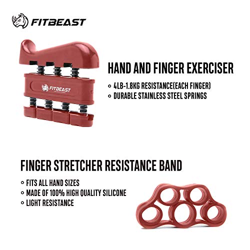 FitBeast-Handtrainer-zur-Kraftsteigerung-Unterarmgriff-Trainingsset-5er-Pack-Verstellbarer-Handtrainer-Finger-Trainingsgeraet-Fingerstretcher-Trainingsring-Stressabbau-Griffkugel-fuer-Sportler