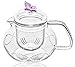 Teapot Set Teapot Pink Butterfly 24 Oz and Stainless Steel Tea Warmer Alex for Flowering Tea Green Tea Black Tea Puer