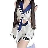 Japanese Anime Schoolgirl Outfit for Women, Sexy Cosplay schoolgirl suit Sailor Costumes, JK Harajuku Crop Top Tie up Pleated Skirt, Adult Naughty Cosplay Fancy Dress