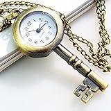 Amjimshop Bronze Lovely Vintage Key Design Quartz Key Women Necklace Gift Pocket Watch