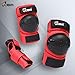 JBM international Adult / Child Knee Pads Elbow Pads Wrist Guards 3 In 1 Protective Gear Set, Red, Youth / Child