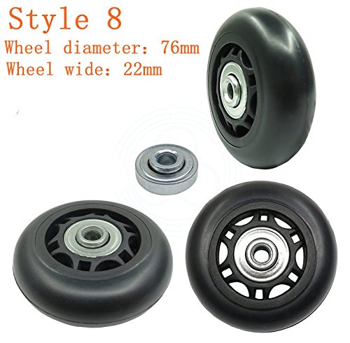 Yaphetss 1 Pair Luggage Suitcase Replacement Rubber Wheels (Style 8, 76mmx22mm)