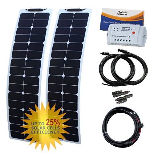 Buy 100W (50W+50W) 12V narrow flexible backcontact ETFE solar charging kit for motorhome