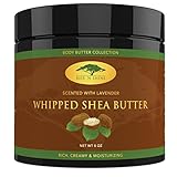 (8 oz) Lavender Whipped African Shea Butter Cream - Pure 100% Raw All Natural Organic Moisture for Soft Skin and Natural Hair - Body Butter Improves Blemishes Stretch Marks Scars Wrinkles & Eczema