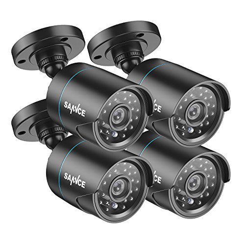 SANNCE 4 Pack 720P CCTV Surveillance Camera Kit with High Resolution Indoor/Outdoor, IP66 Weatherproof Housing, Day/Night Vision