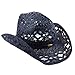 Blue Stylish Toyo Straw Beach Cowboy Hat W/Shapeable Brim, Boho Modern Cowgirl