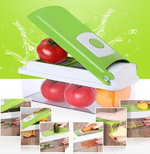 WWQY Sports Multifunctional 15 In 1 Grater Hand-Held Mandoline Slicer Kitchen Shredded Device Shredder Planer With A Tray Peeler Handle Safety Holder For Vegetables