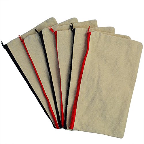 baotongle 10 PCS Multi-Purpose Cotton Canvas Zipper Invoice Bill Bag Pen Pencil Cosmetic Makeup Bag Pouch Blank DIY Craft Bag 9 x 5 inches Random Color Zipper