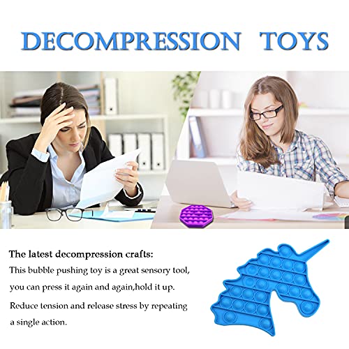 Runlycan Push Pop Bubble Fidget Sensory Toy, Push Pop Fidget Toy, Sensory Fidget Toys Poppers Autism Special Needs Stress Relief Silicone Pressure Relieving Squeeze Toys for Kids Adults