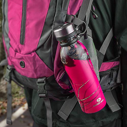 MOSSY OAK Vacuum-Insulated Stainless Steel Water Bottle - Double Walled Cola Shape Bottle - 20 Oz, Pink Camo - Keeps Drinks Cold for 24 Hours & Hot for 12 Hours