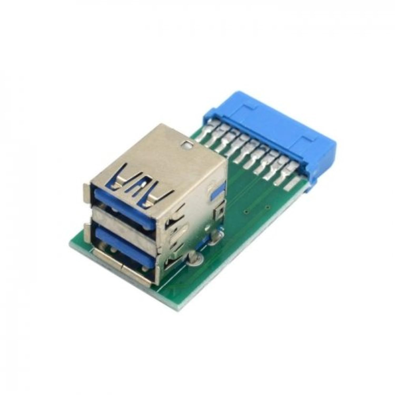 JSER Vertical Dual USB 3.0 A Type Female to Motherboard 19Pin 20Pin Box Header Slot Adapter PCBA — image 1