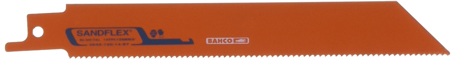 Bahco 3840-150-14-ST-5P 14 TPI "Sand Flex" ST Bi-Metal Reciprocating Blade, 0 V, Orange, 150 mm, Set of 5 Piece