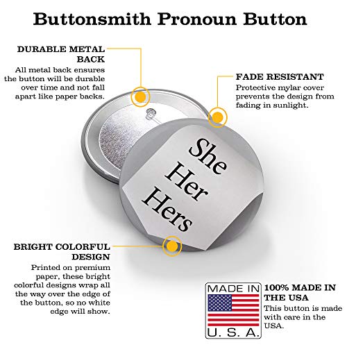 Buttonsmith Pronoun Set 1.25" Button - Pack of 12 - Union Printed and Union Made - Made in the USA