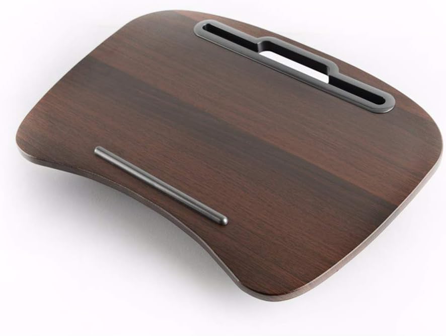 Lap Desk HUIYA Multi-Function Knee Desk for Laptop MacBook IPad Tablet Fits Up to 16in Portable Hand Pilliow, Comfortable Cushion- Round Brown 18.5'x13.38'x3.93'